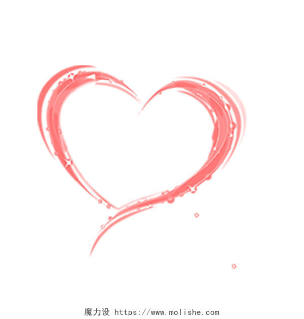 红色手绘线条爱心520情人节表白元素